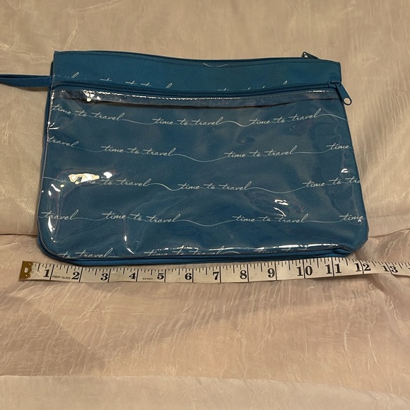 Morgan Home- Travel/makeup bag, blue colored w/white lettering & strap - Picture 11 of 13